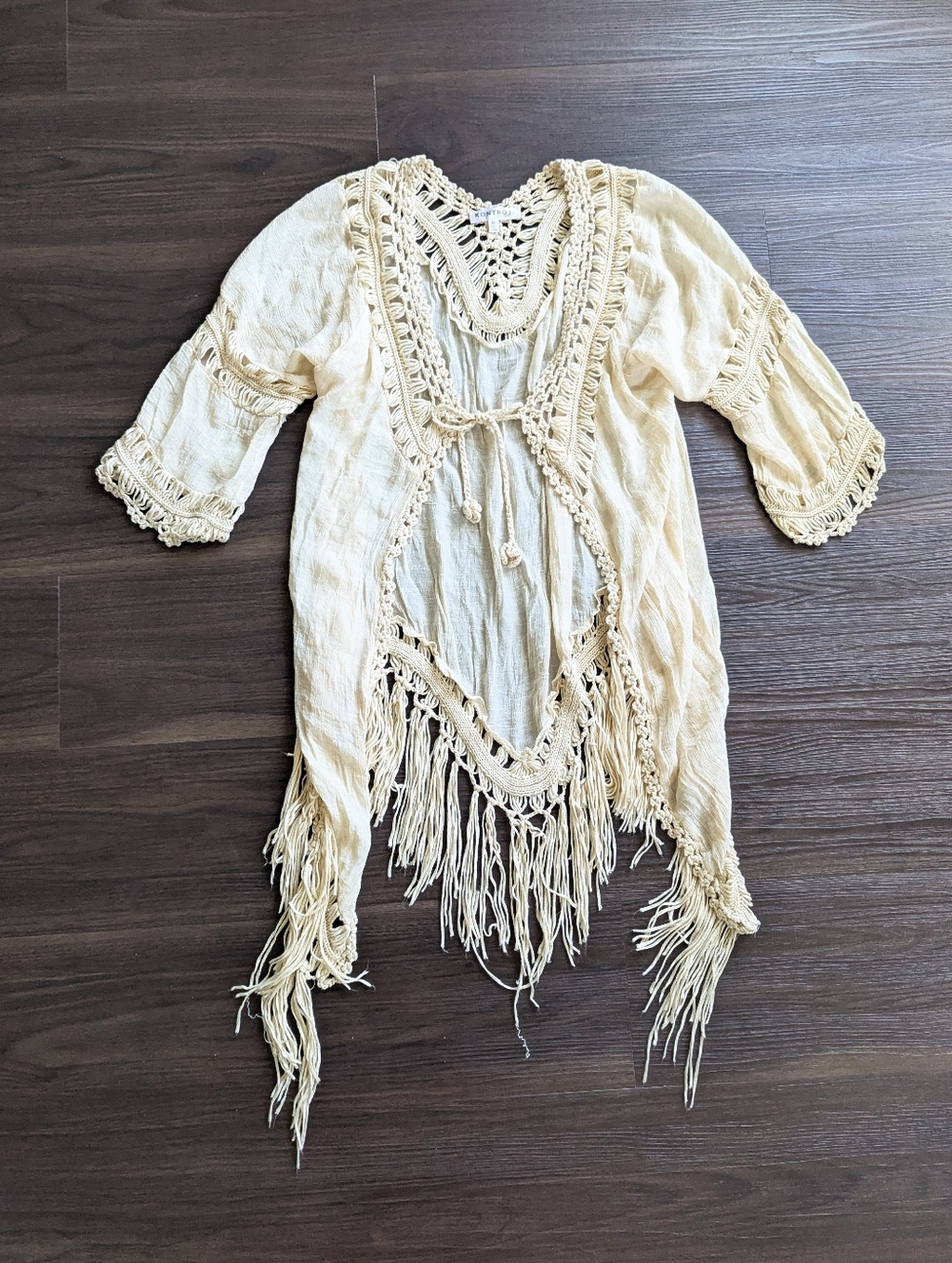 Kontrol Boho Tie-Front Cardigan Medium Whimsigoth Fairy Fringe